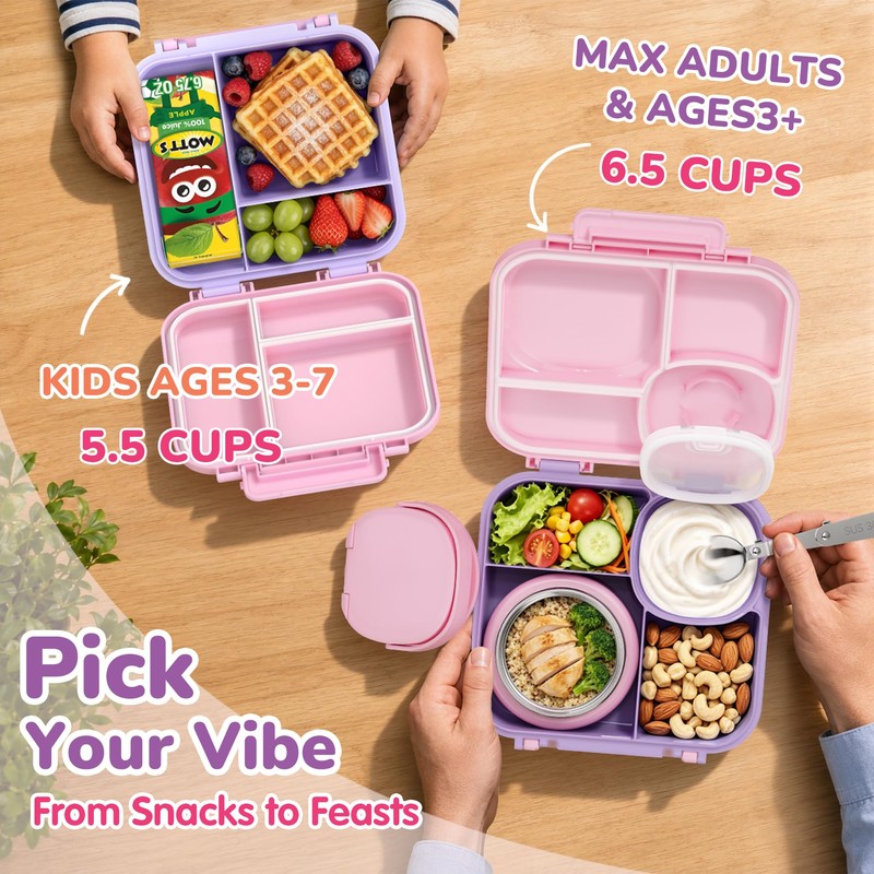 Bento Box for Kids,Leak-Proof Lunch Container with 9oz Insulated Food