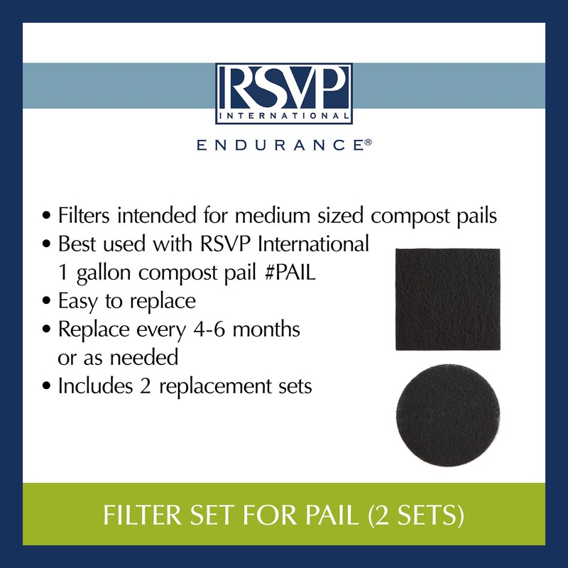 RSVP International Charcoal Compost Bin Filter 2-Piece Set Helps Keep