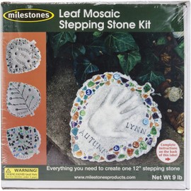 Midwest Products Milestones Decorative Mosaic Leaf Stepping Stone Kit for Flower Beds, Gardens, and Walkways - 901-11455