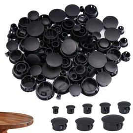 Cover Caps for Drill Holes, Blanking Plugs, Plastic Hole Plugs, Black, 6/8/10/12/16/20/22/25 mm, Pack of 120 Drill Hole Cover Caps, Borehole Cover Plugs, Sealing Plugs for Cabinets, Machines,