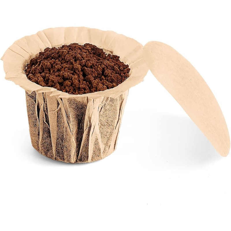 N/A Unbleached K Cup Disposable Paper Filters with Lid for