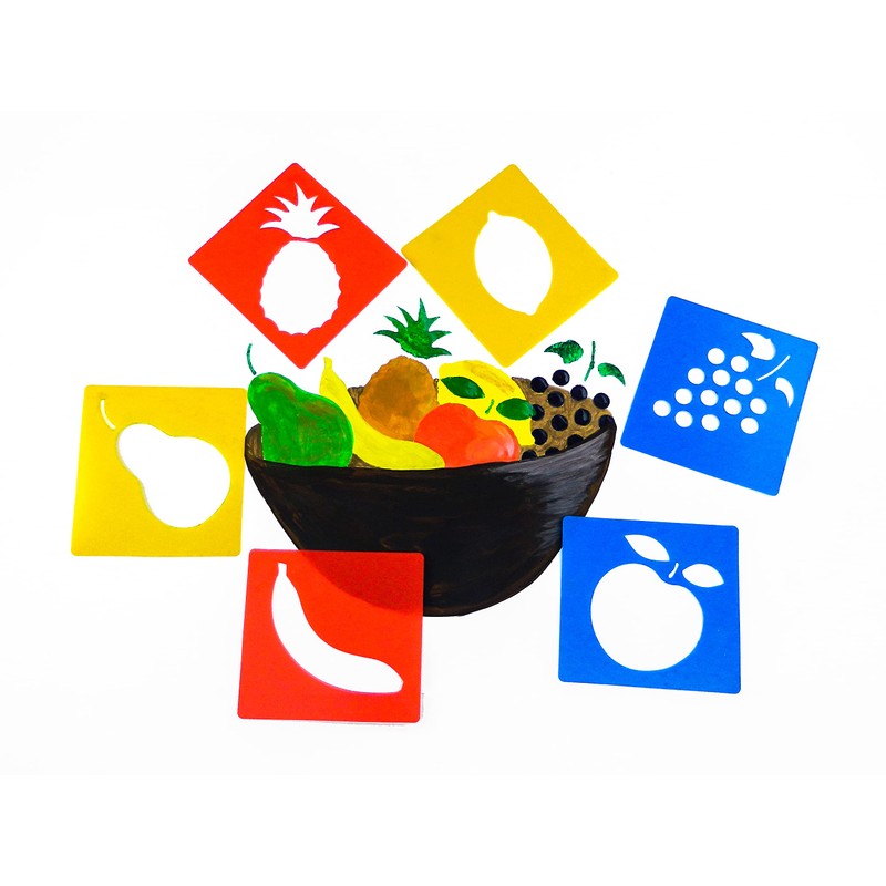 Washable Plastic Stencils - Fruit Themed - Pack of 6
