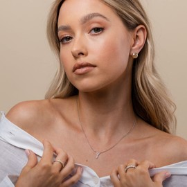 PAVOI 14K White Gold Plated Cubic Zirconia Initial Necklace | Letter Necklaces for Women | K Initial