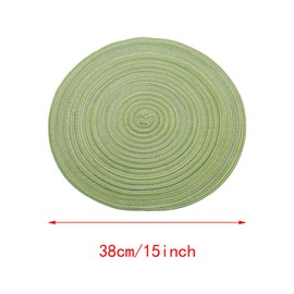 Pocoxll Round Braided Placemats Set of 4,15 inch Round Table Placemats,Heat Resistant,Easy to Clean,Enhance Your Dining Experience(Green)