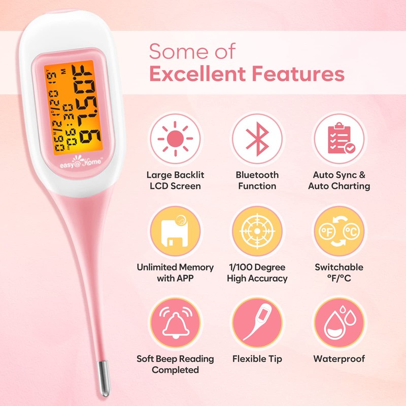 Easy@Home Smart Basal Thermometer for Women: Digital BBT Auto Sync
