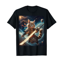 Astral Samurai Cat Guardian of the Celestial Waves T-Shirt for Men Women Girls Kids