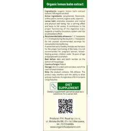 Royal Brand Melissa or Lemon Balm (Melissa Officinalis) Leaves/Organic/Liquid Extract Drops 50 ml with Pipette