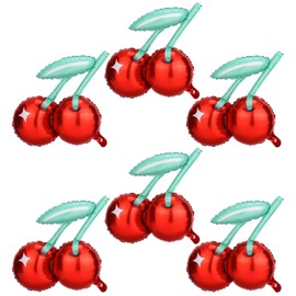 6pcs Cherry Balloons, Red Cherry Foil Balloons Fruit Balloons Cherry Theme Party Decorations Cherry Balloons Birthday Supplies for Girls Baby Showers Fruit Party Home Decor