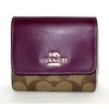 Coach New CE930 Small Trifold Wallet Khaki Signature Deep Berry