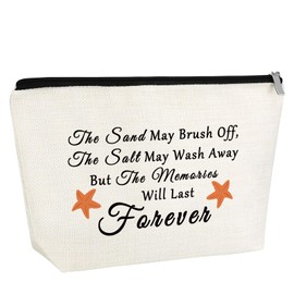 Beach Gifts for Women Makeup Bag Beach Themed Gift for Daughter Sister Friend Bff Female Sea Lover Gifts Summer Vacation Gifts Cosmetic Bag with Zipper Graduation Birthday Present Travel Pouch