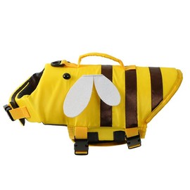 AZA Dog Life Jacket Shark Life Vest with Rescue Handle Cute Bees Costume Girl Adjustable High Buoyancy Swimwear for Small Medium Large Dogs Boy Swimsuit Clothes for Pets (S,Bees)