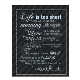 Life Is Too Short- Inspirational Wall Art- 8 x 10 Print Wall Art Ready to Frame. Motivational Wall Art Ideal for Home Décor & Office Décor. Makes a Perfect Gift of Encouragement-Friends & Coworkers