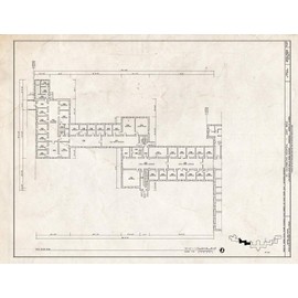 Historic Pictoric : Blueprint 2. First Floor Plan - St. Elizabeths Hospital, East Wing, 539-559 Cedar Drive, Southeast, Washington, District of Columbia, DC 24in x 18in