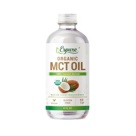 Espure Organic MCT Oil, USDA Certified Organic, Glass Bottle, Non_GMO; 8oz
