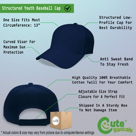 Kids Toddler Baseball Cap Low-Wing Airplane Embroidery Cotton Boys & Girls Strap Closure Navy Adjustable