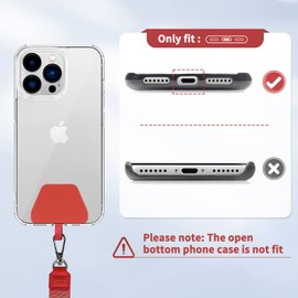 CACOE Phone Lanyard 2 Pack-2× Adjustable Neck Strap,4× Phone Patches,Universal Crossbody Cell Phone Lanyards,Multifuctional Patch Polyester Phone Lanyards Compatible with Most Smartphones(Black+Red)