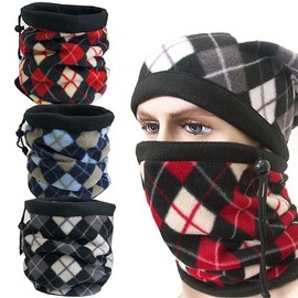 Reversible Check Neck Warmer / Multi-Scarf / Polar Fleece Warmer (Seogimall) Reversible Check Neck Warmer (Red) 10ea