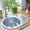 Oval Stainless Steel Kitchen Sink Single Bowl Drop-In Polished Surface