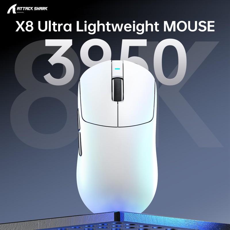 ATTACK SHARK X8 Ultra Wireless Gaming Mouse,55g Ultra-Lightweight BT/2.4GHz Wirelss/Wired