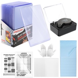 AHIER 139PCS Card Grading Kit, Card Centering Grading Tool Includes One 40x Magnifying Tool, Manual, 25P Card Holders, 100 Pack Soft Sleeves, 10P Cloth, Gloves