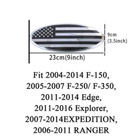 SANRILY 9 Inch Silver Oval American Flag Emblem for Ford F150 F250 F350 9" x 3.5" Decal Badge Nameplate for Ford Edge Explorer Ranger Car Emblem Replacement Cover