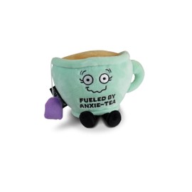 Punchkins Anxiety Tea Teacup Plushie - Funny Pun Meme Gag Gift, Stocking Stuffer Present, Great for Emotional Support, Fun Desk Accessory