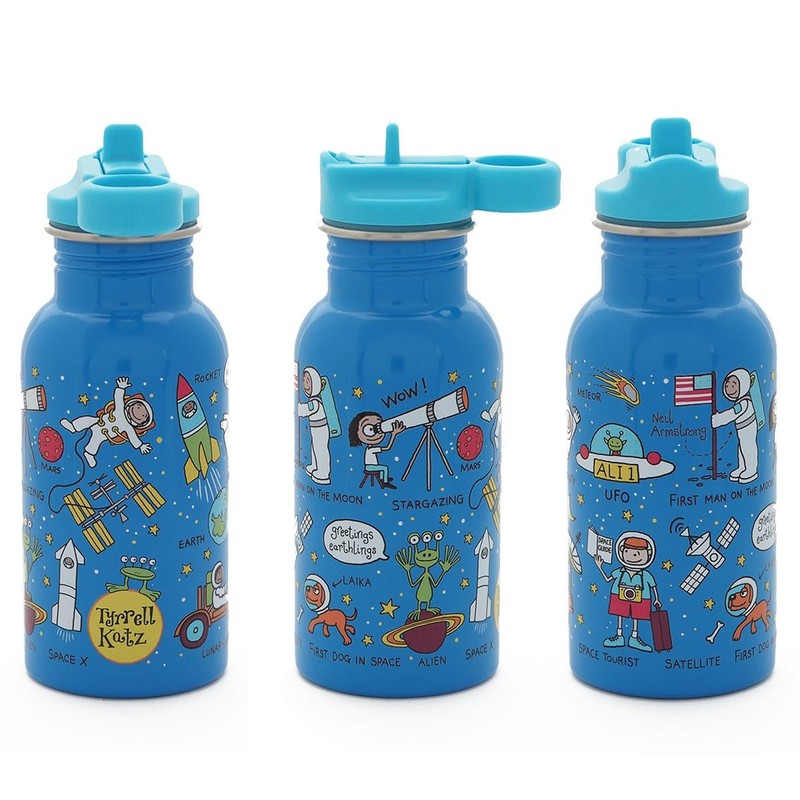 Tyrrell Katz Kids Space Printed Drinking Bottle in Blue with