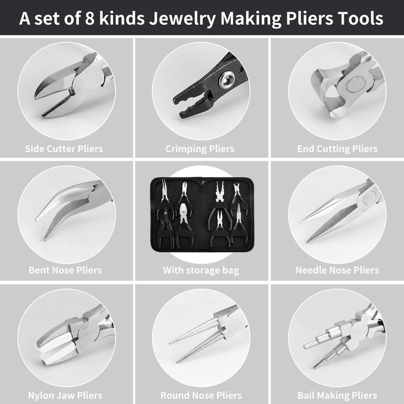 YEUIKERR 8 Pcs Professional Jewelry Making Tools Kit, Micro Jewelry