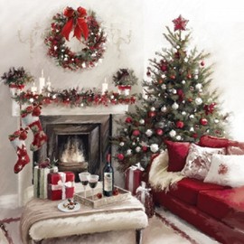 Musical Christmas card. "Christmas Fireplace". Open greeting card and hear 15-20 seconds of Away in a Manger by the Choir of Chichester Cathedral