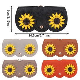 BSITSSS 5 PCS Leather Glasses Case, Soft Sunglasses Case, Sunflower Squeeze Top Soft PU Glasses Pouch Portable Travel Eyeglass Cases Holder for Women Men Holiday