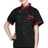 Malltohome Chef Short Sleeve Unisex Classic Double-Breasted Coat Jacket (Black,