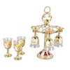 6Pcs Chinese Chalice Retro Style Zinc Alloy Glass Embossed Flower