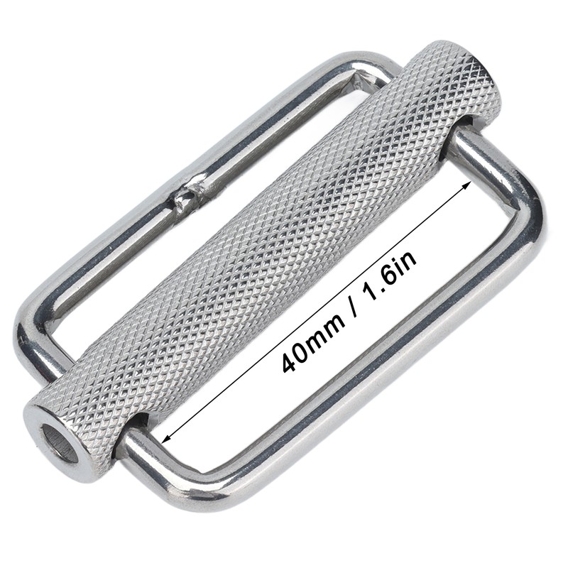 2Pcs Slide Buckle 316 Stainless Steel Rectangle Adjustable Knurled Roller