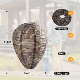 Htiepf 6 Pack Wasp Nest Decoy Outdoor Hanging Fake Bees Hornet Nest Traps Yellow Jacket (Deep Teal)