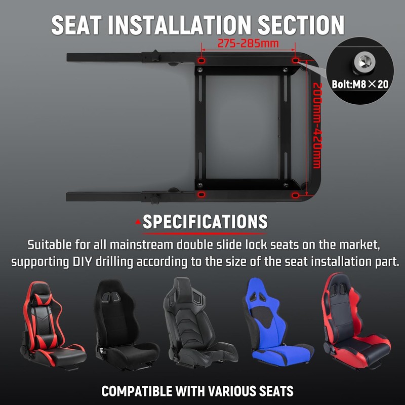 Dardoo Rear Seat Frame Expand into Racing Simulator Cockpit Fits