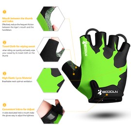 KONVINIT Cycling Gloves Fingerless Mountain Bike Gloves,Summer Bike Gloves with Shock-Absorbing Pad for MTB,Road Bike,Racing,Half Finger Cycling Mitts for Men/Women,Green S