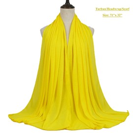 Harewom Hair Scarves and Wraps for Black Women Long Solid Stretch Vintage Headband Ties Bulk for Church Holiday Winter Yellow