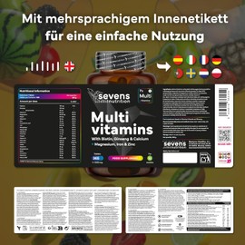 Sevens Multivitamin Premium - 365 Multivitamin Tablets High Dose - With Magnesium, Zinc, Vitamin B Complex, Vitamin D & Biotin - With 26 Vitamins & Minerals - 1 Year Supply - Laboratory Tested