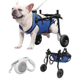 Dog Wheelchair for Back Legs with Pet Traction Rope, Small Wheelchair for Dogs with Disabled Hind Legs Walking Adjustable Dog Carts with Heavy Duty Wheels