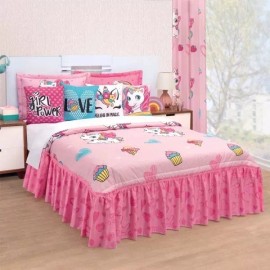 Colchas Elefantito Colcha Unicornio Rosa + Cojin Y Funda Individual Elefantito
