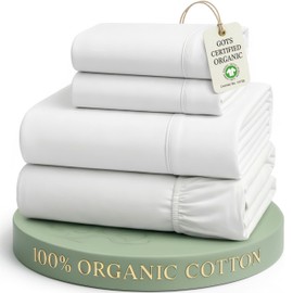 LANE LINEN 100% Organic Cotton Bed Sheets King Size, Fully Elasticized Reinforsed Seams in Fitted Pocket, Machine Washable Naturally Cooling All Season King Sheet Deep Pocket Bedding- Linen
