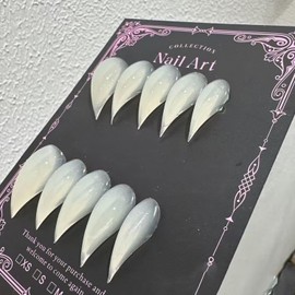 Handmade Press on Nails Extra Curve Stiletto Fake Nail Long Curved Press on Nails 3D Eagle Claw Designs Full Cover White Thickened Hawk False Nail Eagle Claw Art Soft Acrylic Nails for Women（Size S）