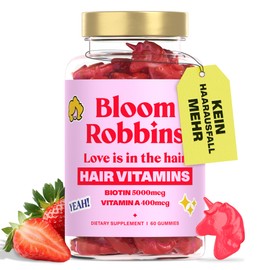 Biotin Hair Vitamins Bloom Robbins - Hair Loss Woman - Hair Growth Accelerate - High Dose Biotin - 60 Gummies, 100% Vegan - Hair Vitamins with Vitamin A, E, Zinc, Selenium - Hair Growth Agent