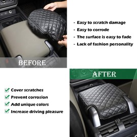 PIUGILH Car Center Console Armrest Box Cover Compatible with 2020 2021 2022 2023 2024 Land Rover Defender, Leather Armrest Cover Center Console Pad, 1Pcs (Style A)