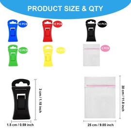Ruayia 60 sock clips with 2 laundry bags, sock clips for washing machine and dryer, sock clips, colourful mini sock clips for socks with sock clip directly into the drawer without folding them