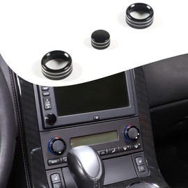 Lcojicep Car knob Ring Decoration Compatible with Corvette C6 Z06 ZR1 2007-2013 Aluminum Alloy Air Conditioner Volume Switch Knob Cover Trim Accessories (Black)