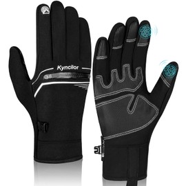 IRYNA Winter Thermal Gloves Men Women Cycling Gloves Windproof Waterproof Elastic Non-Slip Touchscreen Gloves Cycling Gloves Sports Gloves Running Gloves (Black, XL)