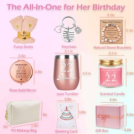 22nd Birthday Gifts For Girls, 22 Year Old Girl Birthday Gifts, Happy 22nd Birthday Basket Gifts Box for Best Friends Female Daughter Sister Her Girlfriend Coworker Bestie Women Birthday Unique