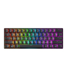 GK61 Mechanical Gaming Keyboard - 61 Keys Multi Color RGB Illuminated LED Backlit Wired Programmable for PC/Mac Gamer (Gateron Optical Silver, Black)