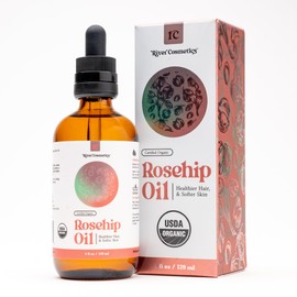River Cosmetics Organic Rosehip Oil, Cold Pressed Rosehip Oil for Face, Skin Care, Gua Sha, and Hair Care, USDA Certified Organic 100% Pure, Hexane Free, 2 Fl Oz.